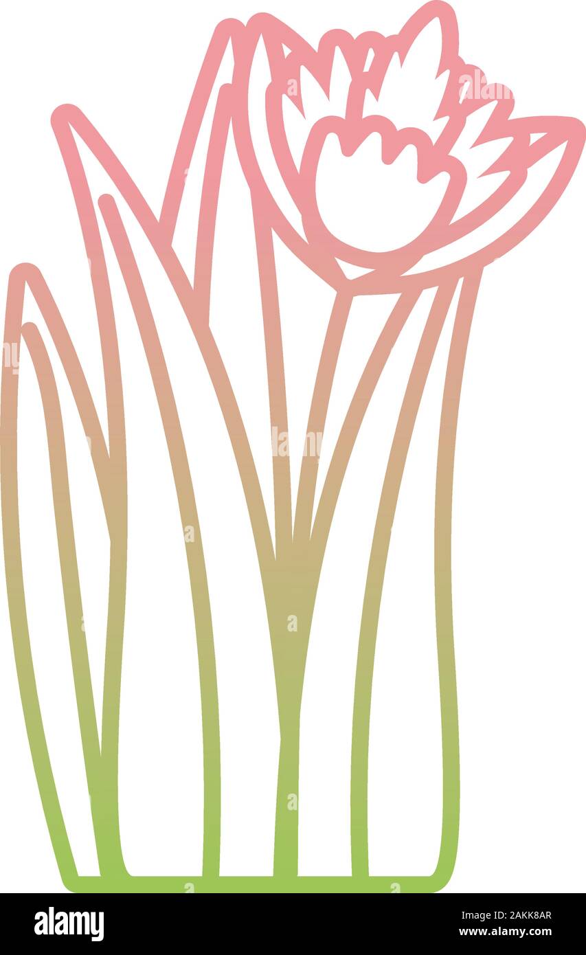 flower foliage leaves plant gradient icon vector illustration Stock ...