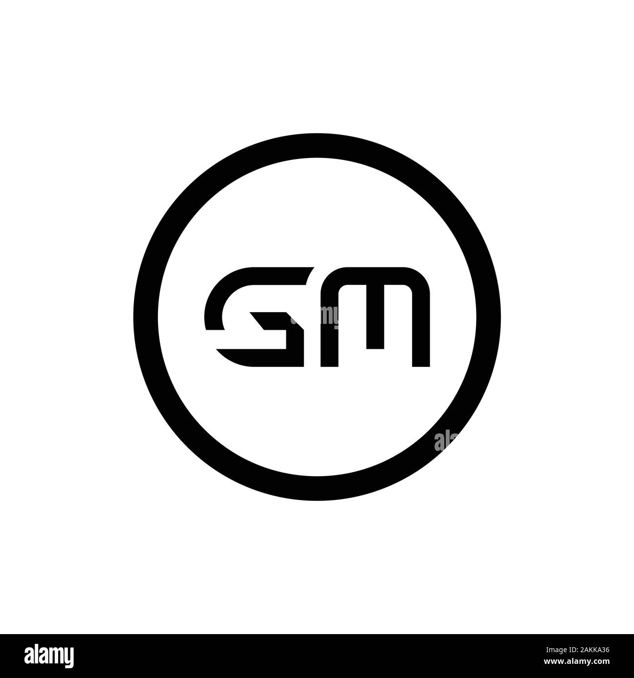 GM G M letter logo design. Initial letter GM uppercase monogram logo white  color. GM logo, G M design. GM, G M Stock Vector
