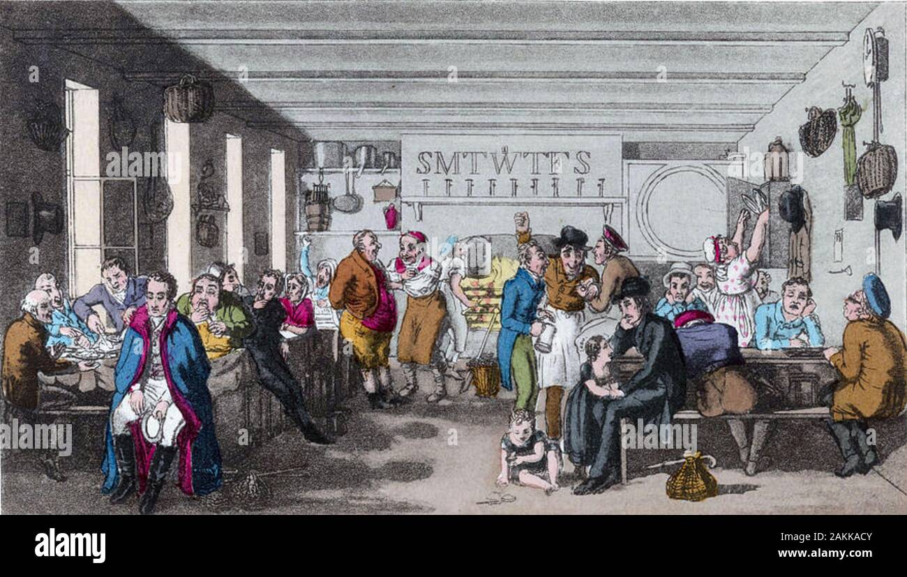 WHITECROSS STEET PRISON, Islington,London. A mixture of debtor prisoners about 1830 Stock Photo