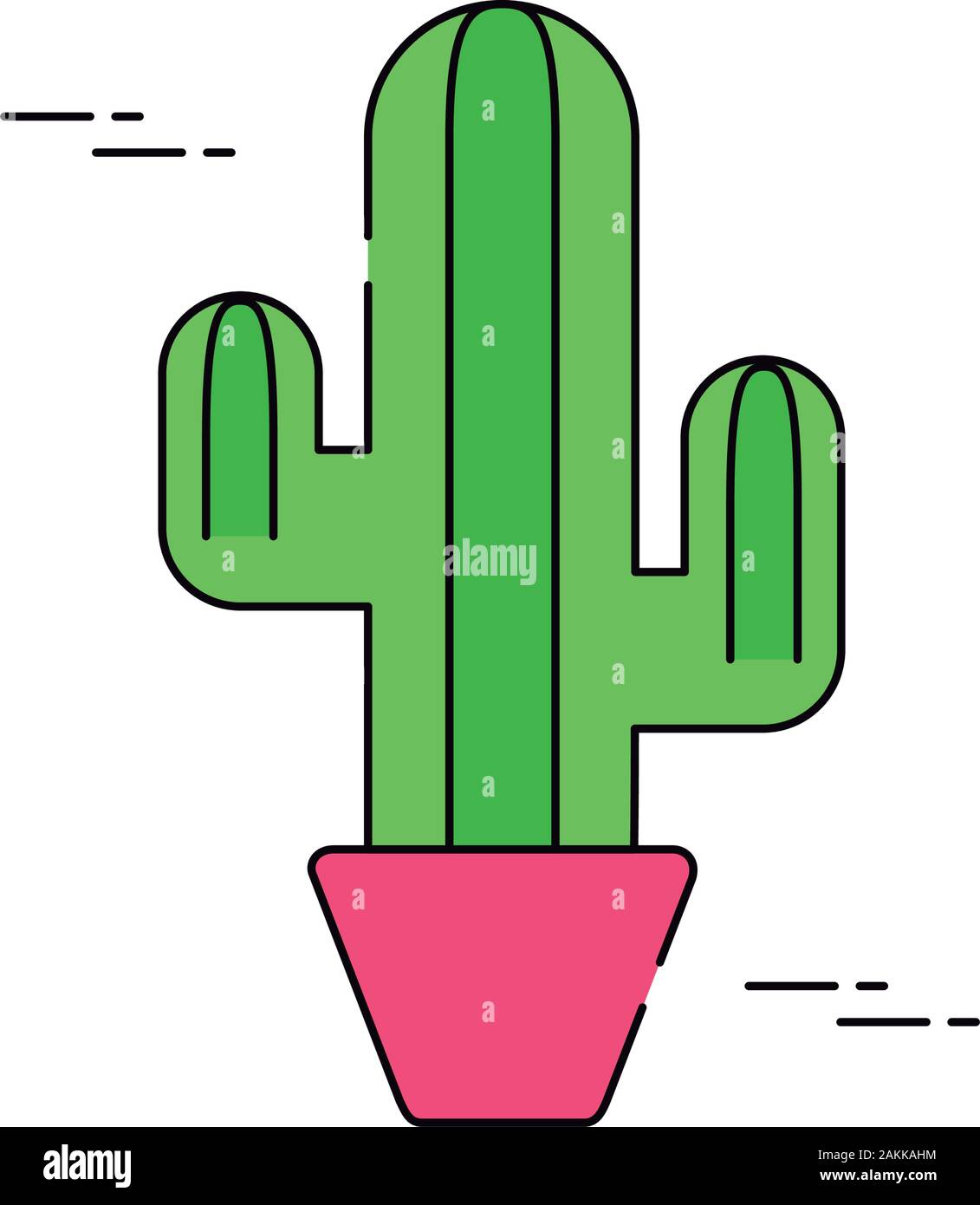 cactus in pot plants flat fill vector illustration Stock Vector Image ...