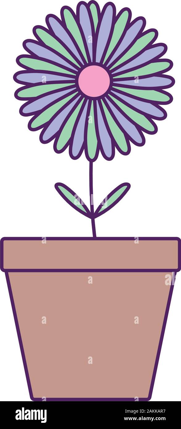 potted flower decoration plant fill line vector illustration Stock ...