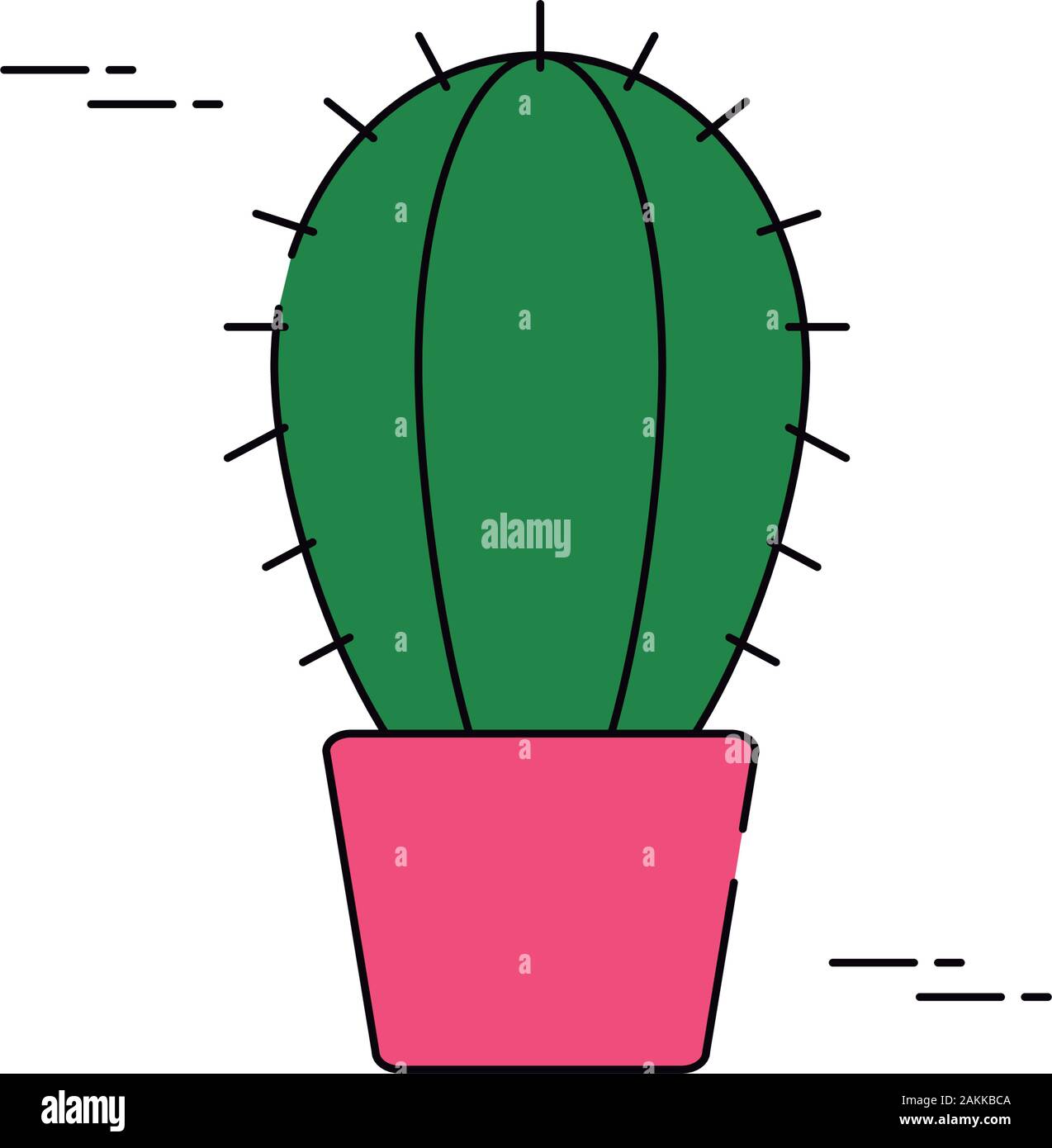 cactus in pot plants flat fill vector illustration Stock Vector Image ...