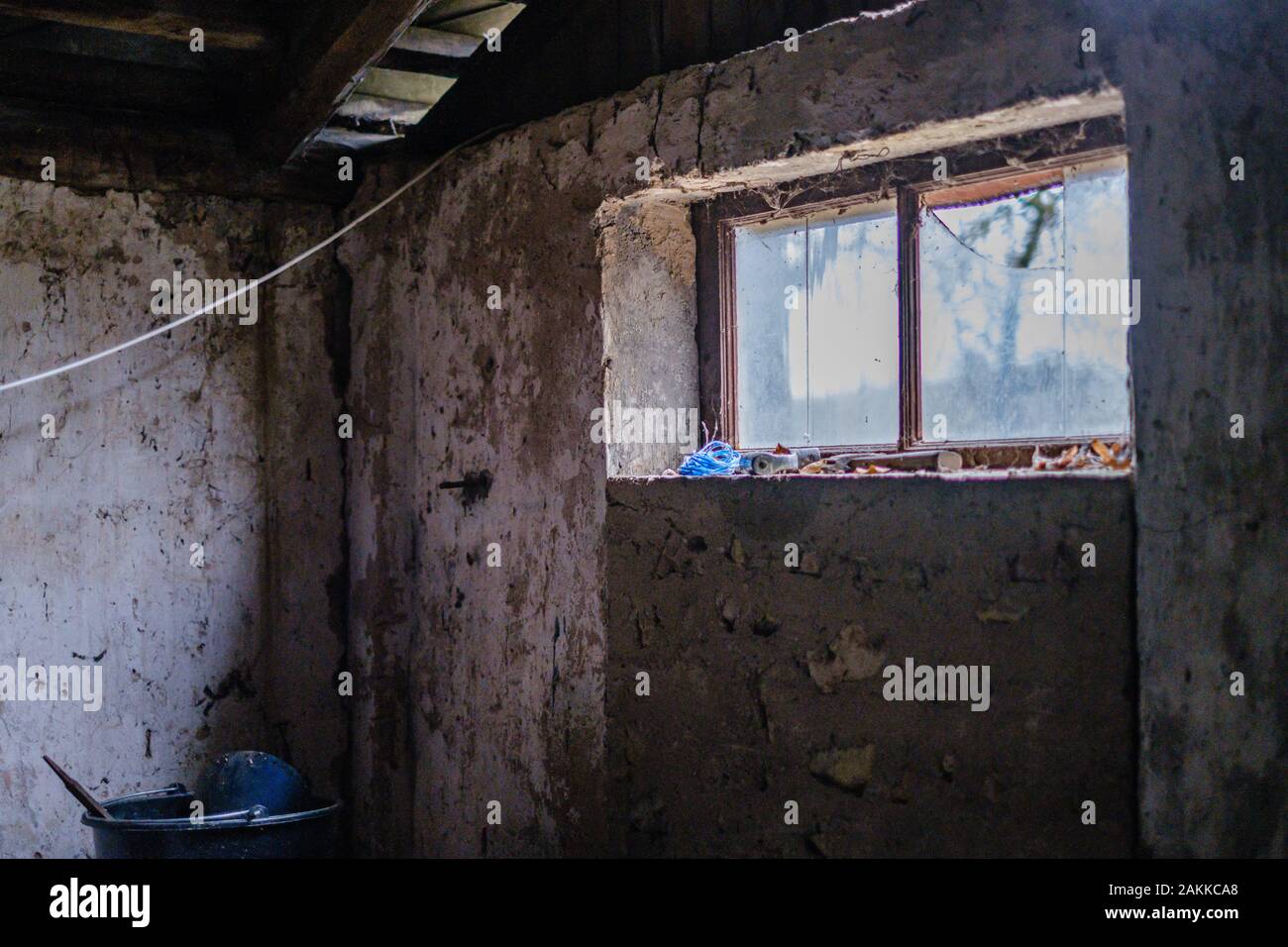 Old Abandoned House Interior With Broken Furniture And Empty