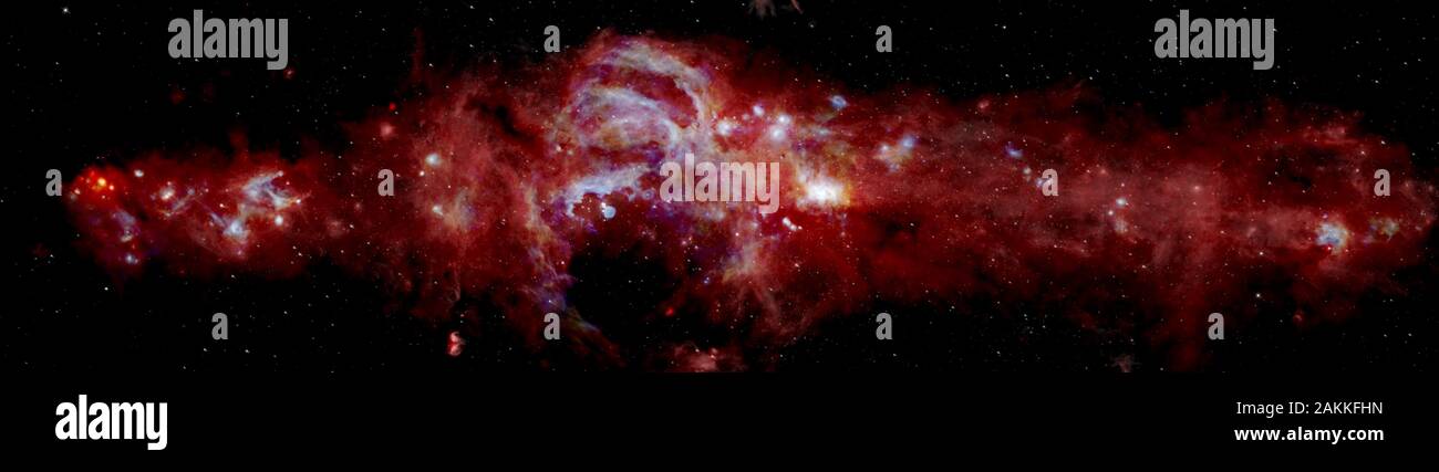 Composite infrared image of the center of our Milky Way galaxy. It spans 600+ light-years across Stock Photo