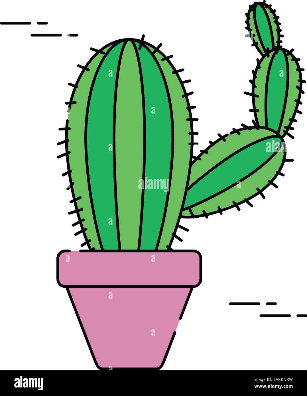 cactus in pot plants flat fill vector illustration Stock Vector Image ...