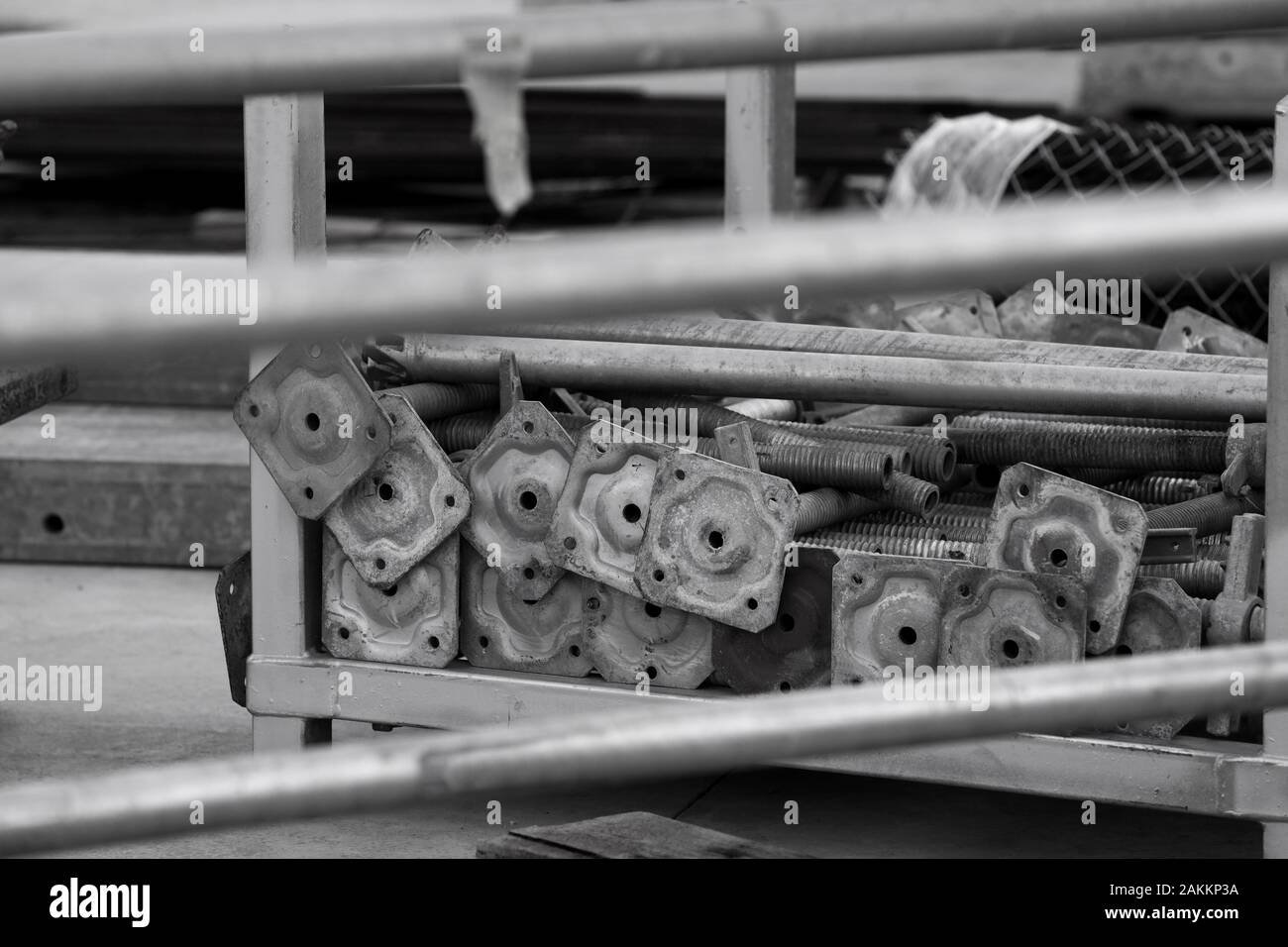 Construction site: Acros in a rack on a construction site. Black x ...