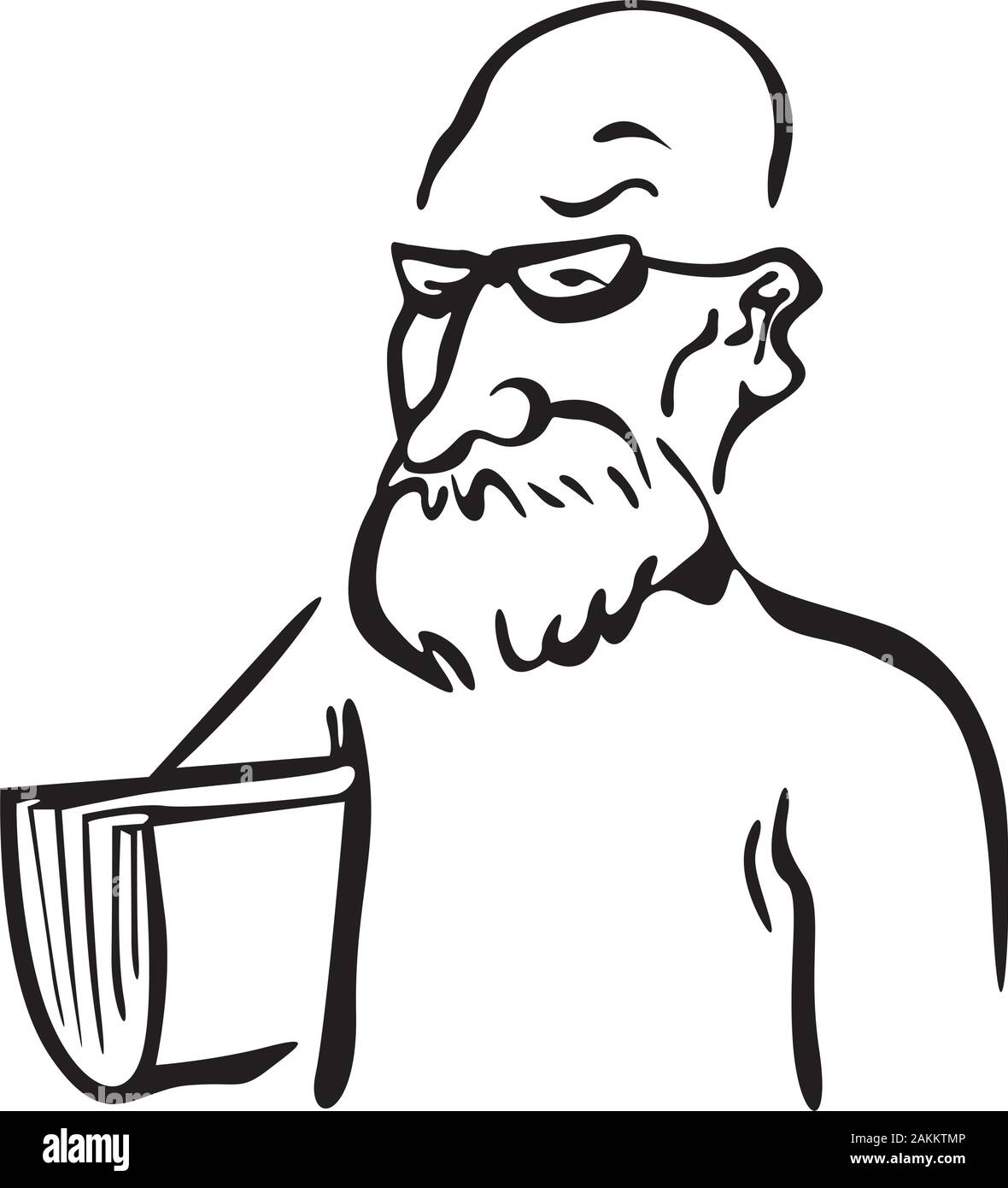old man with papers Stock Vector