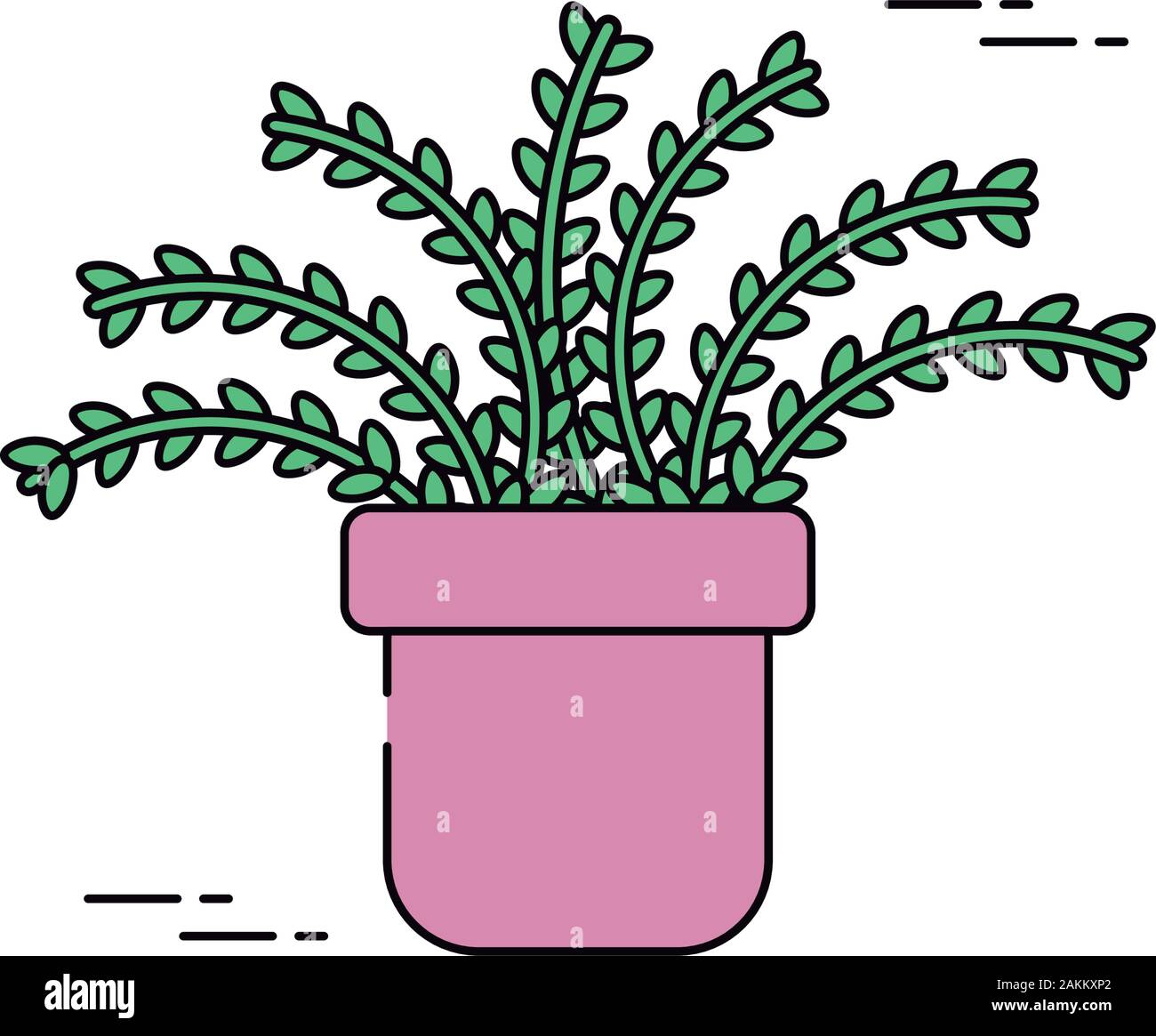 foliage leaves pot decoration plants flat fill vector illustration ...