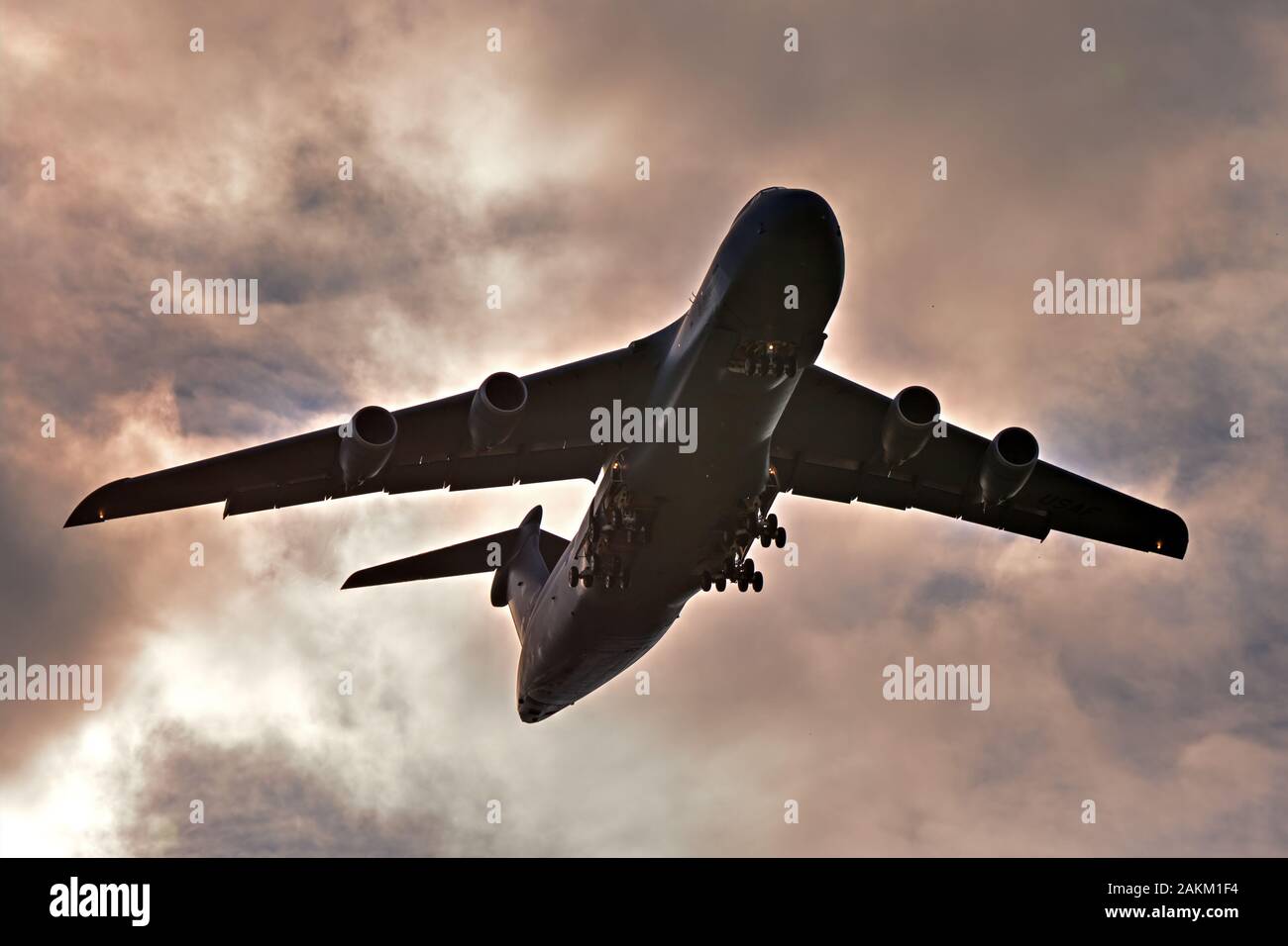 Lockheed C-5 Galaxy as it approaches the London International Airport to participate in Airshow London, September 2019. Stock Photo
