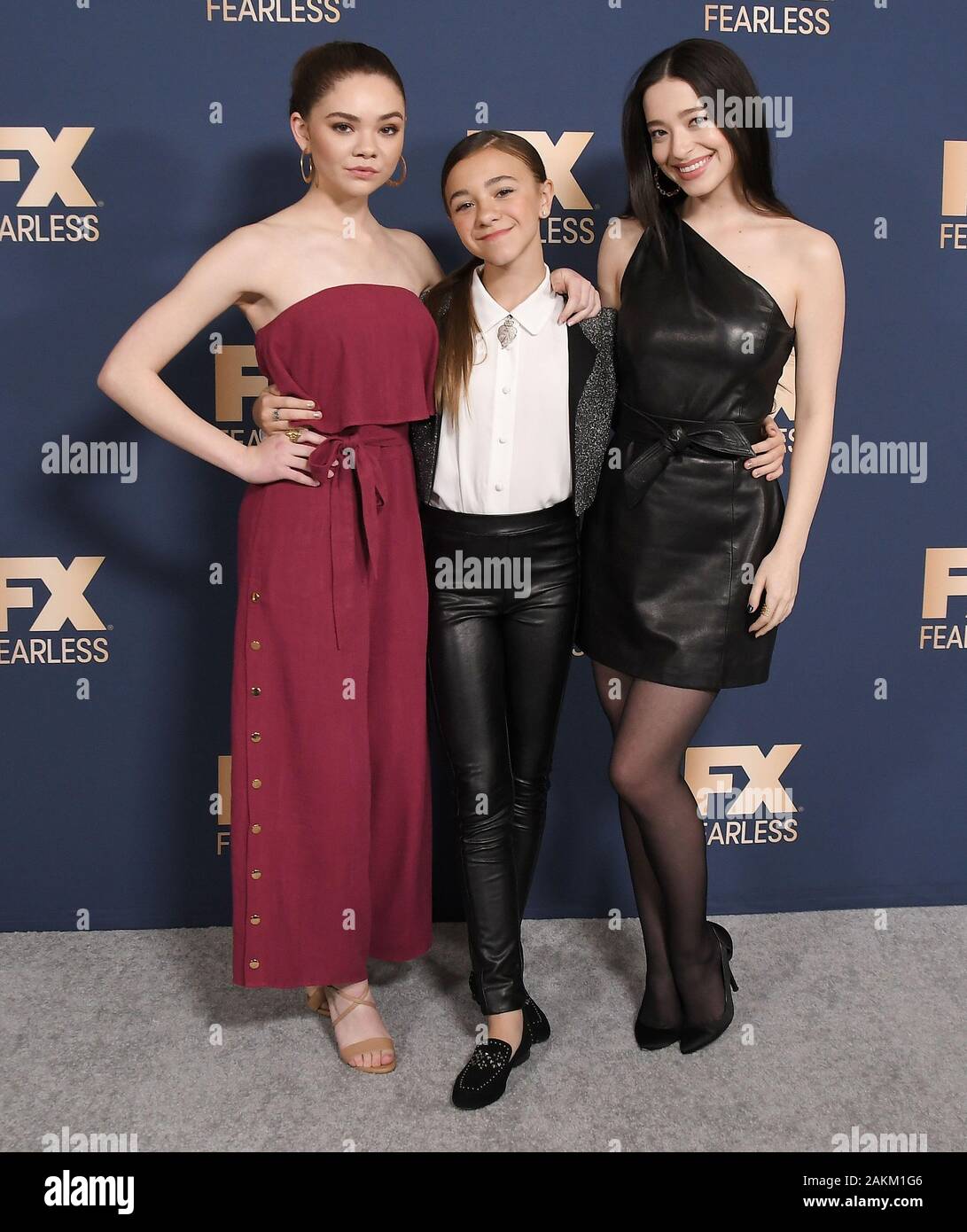 (L-R) Hannah Alligood, Olivia Edward and Mikey Madison at the FX