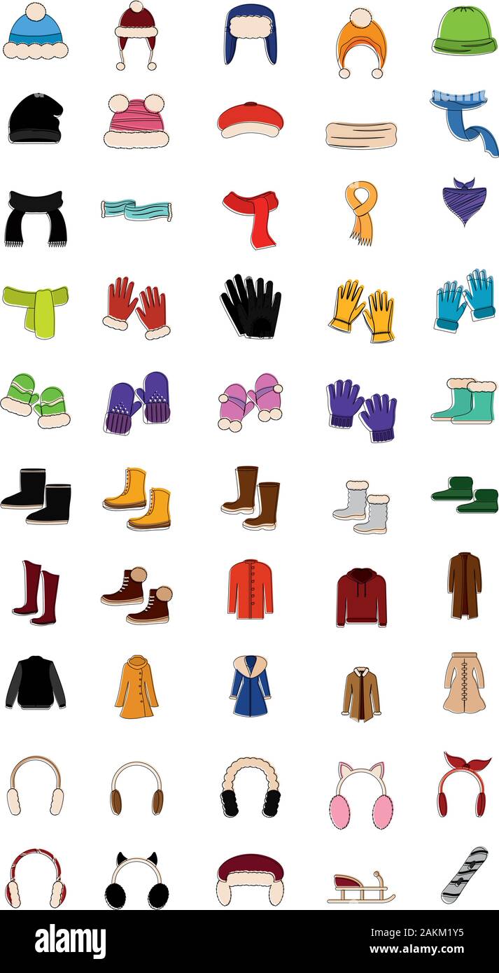 Set of winter clothes icons Stock Vector Image & Art - Alamy