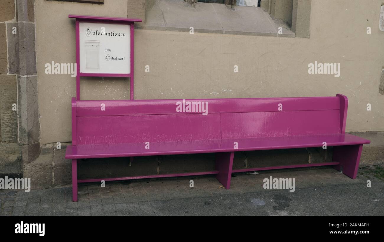 Pink Wooden Bench Stock Photo
