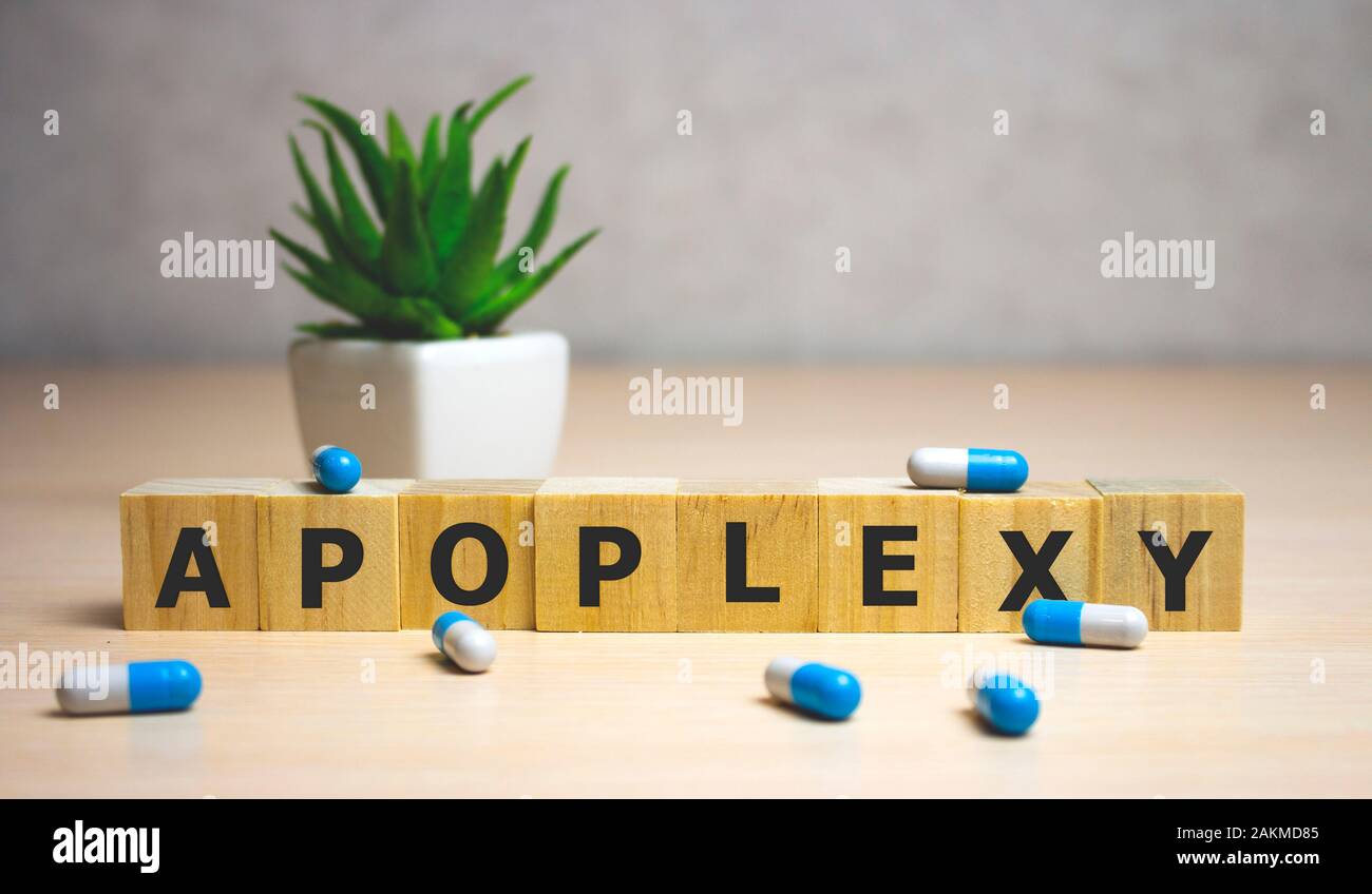 APOPLEXY word made with building blocks. medical concept. Stock Photo