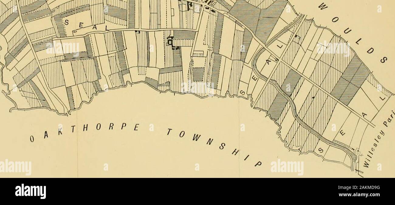 The village community : with special reference to the origin and form of its survivals in Britain . THE MANOR. 2Qg fields of the township, as illustrated in the accompanying map.Now we know that parishes are the outcome, to a large extent,of ecclesiastical requirements and of the operation of the poorlaw. If, therefore, such a late institution as the parish standsin relation to the township in much the same position as themanor stands in relation to its parent institution, whatever thatmay prove to be, it is an admissible conjecture that the manorlike the parish is a late derivative institutio Stock Photo