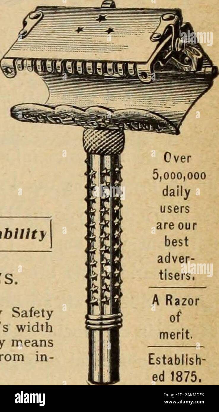 Hardware Merchandising January June 1902 Star Safetyrazor The Original And Best Safety Shaves Clean Saves Tine Never Pulls 4 Marvel Of Simplicity And Durability Beware Of Imitations The Three Star Safety Is The