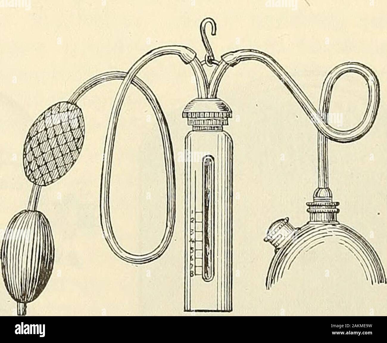 Modern surgery, general and operative . Fig. 791.—Skinners mask. Fig. 792.—Junkers inhaler. and vomiting at this time mean that the vapor is too strong. During thestage of excitement do not suspend the administration of chloroform unlessrespiration becomes difficult, in which case suspend it until the patient takesone or two respirations. If the patient struggles, do not hold him, and pushthe administration of the drug. He holds his breath while struggling, andas struggling ceases takes full, deep breaths. If the inhaler is saturated withchloroform, he may inhale a dangerous amount during the Stock Photo