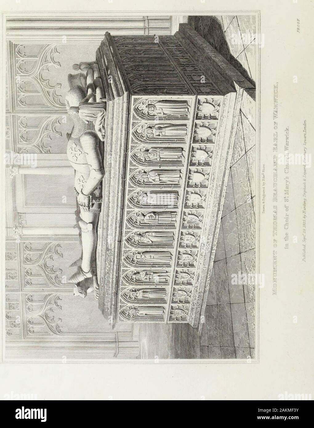 The monumental remains of noble and eminent persons : comprising the sepulchral antiquities of Great Britain . iy Harding irZcpard fpisbttry Square.Icndcn.. THOMAS BEAUCHAMP, EARL OF WARWICK. ob. 1370.monument at warwick. Thomas, eldest son of Guy, Earl of Warwick, by Alice, daugh-ter of Ralph de Tony, of Flamsted, in Hertfordshire, was borain Warwick Castle, in 1313 or 1314, having for sponsors, at hisbaptism, Thomas, Earl of Lancaster, his brother Henry, andThomas de Warington, Prior of Kenilworth. His father dyingbefore he was two years old, Dugdale suspects that Hugh LeDespencer, who had p Stock Photo