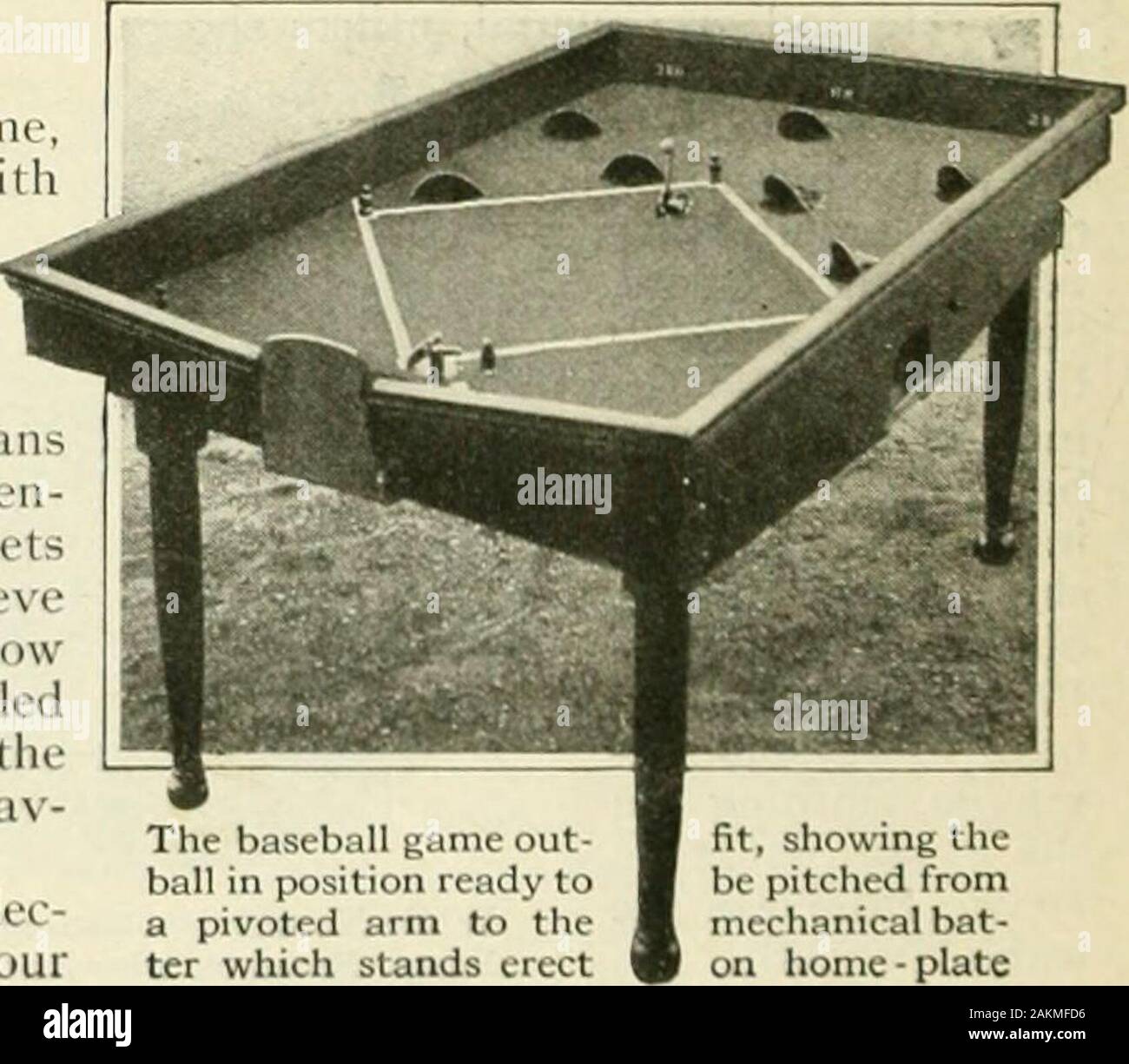 Popular science monthly . layercan sometimes lift a high one tocenter field or send a swift one bowlingtoward the shortstop position with suchspeed that it strikes the catching-hoodwith a resounding thud. This is onegame where foul balls are unheard of.If the batted ball flies off at an angle thesides of the apparatus are high enoughto preent it leaving the board. Another Baseball Game inDisguise IF baseball, the great American game,fails to live up to its reputation withthe coming generation it will at leastnot sink into obliion. The large andaried collection of games simulatingit  ill s Stock Photo
