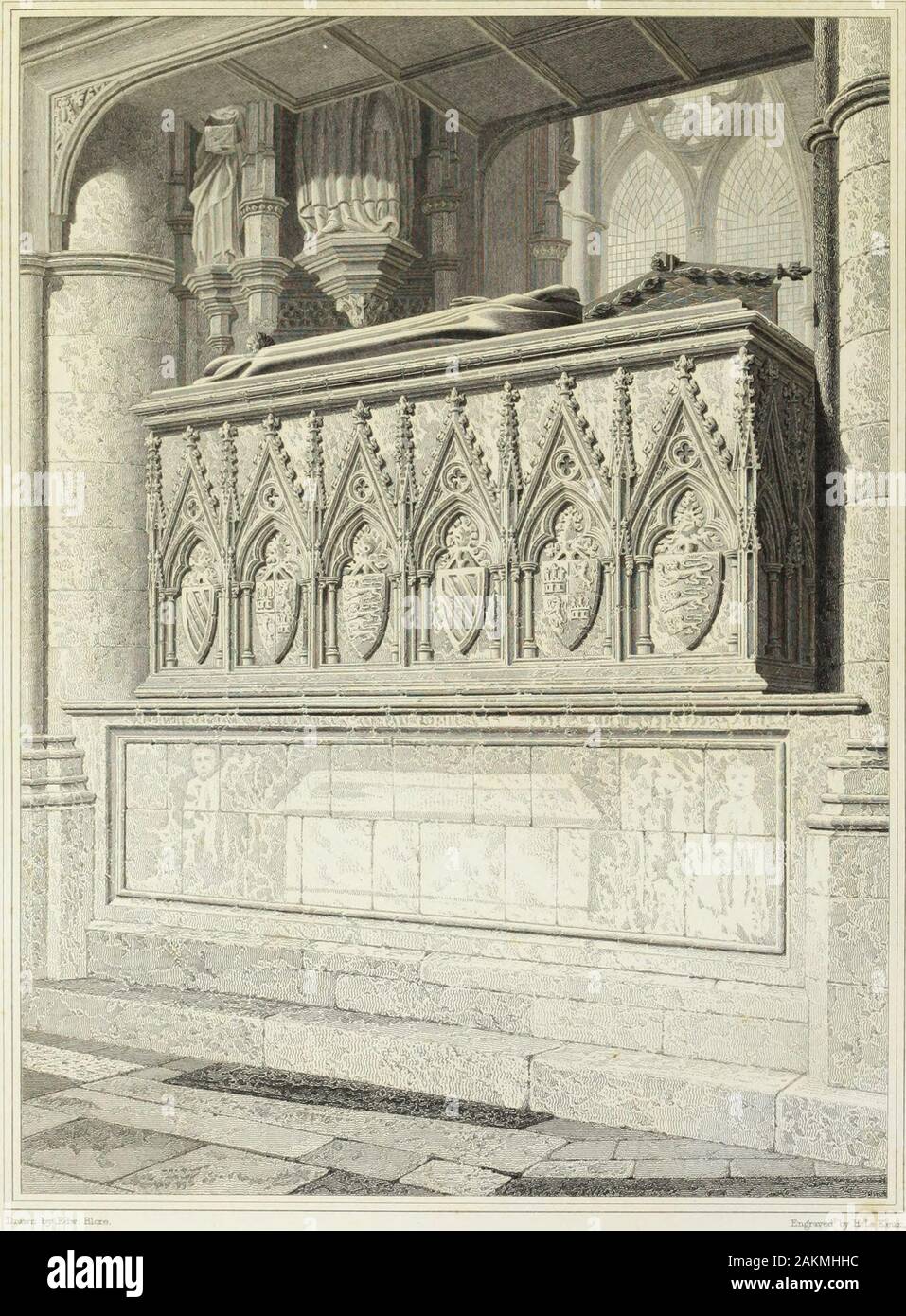 The monumental remains of noble and eminent persons : comprising the sepulchral antiquities of Great Britain . HE SAME. 14. THOMAS HATFIELD, BISHOP OF DURHAM. Durham Cathedral. - - - - - 1381 15. WILLIAM OF WYKHAM, BISHOP OF WINCHESTER. Winchester Cathedral. - 1404 16. EFFIGY OF THE SAME. CONTENTS. 17. JOHN GOWER. St. Saviours Churchy Southward. - 1408 18. KING HENRY THE FOURTH AND HIS QUEEN. Canterbury Cathedral. - 1412 19. EFFIGY OF THE SAME. 20. THOMAS FITZALAN, EARL OF ARUNDEL. Arundel Church. - - - - - 1415 21. RALPH NEVILLE, EARL OF WESTMORLAND. Staindrop Church. - 1425 22. ARCHIBALD Vth Stock Photo