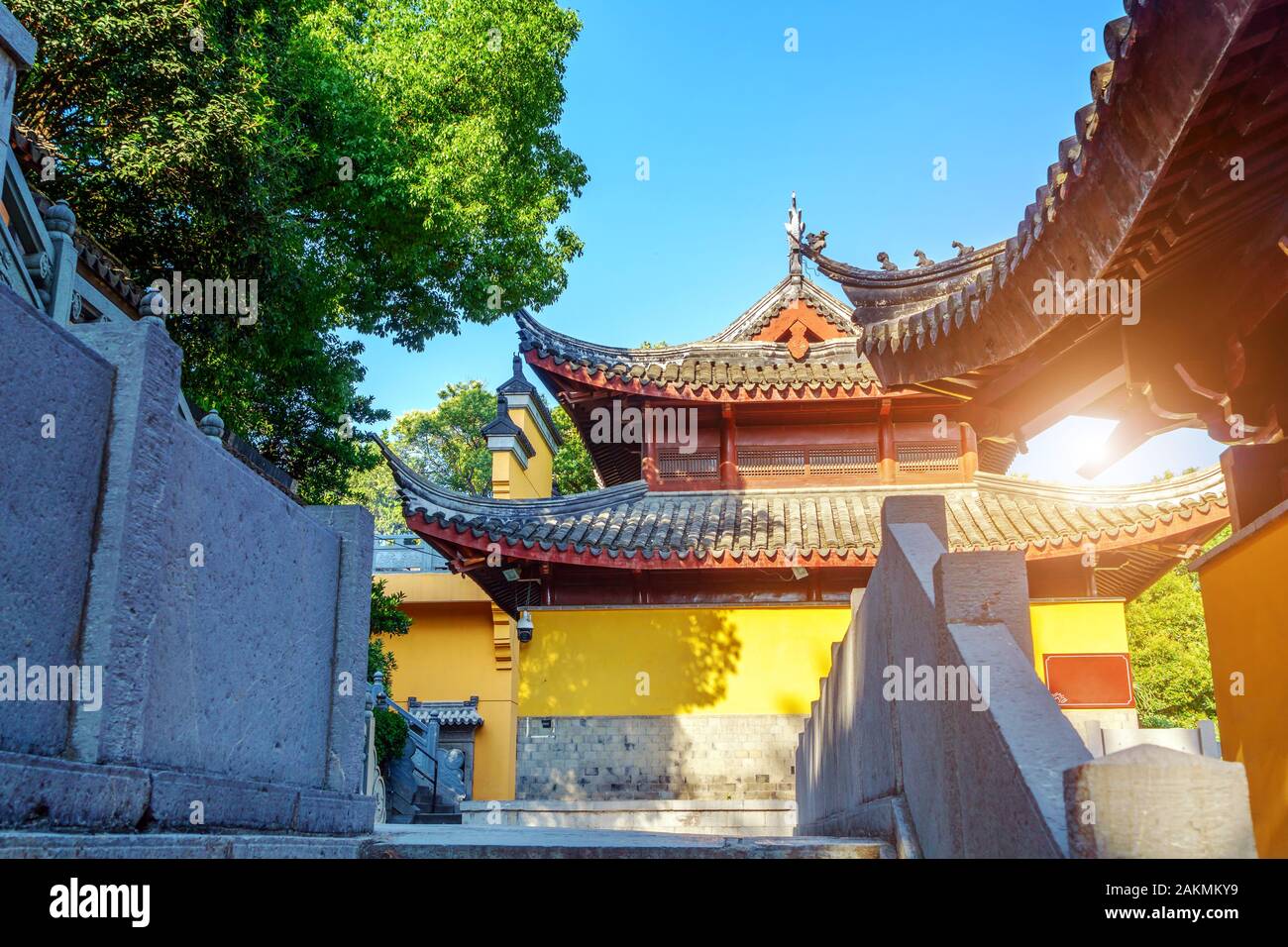 Ancient temple, Nanjing Jiming Temple, China. Stock Photo