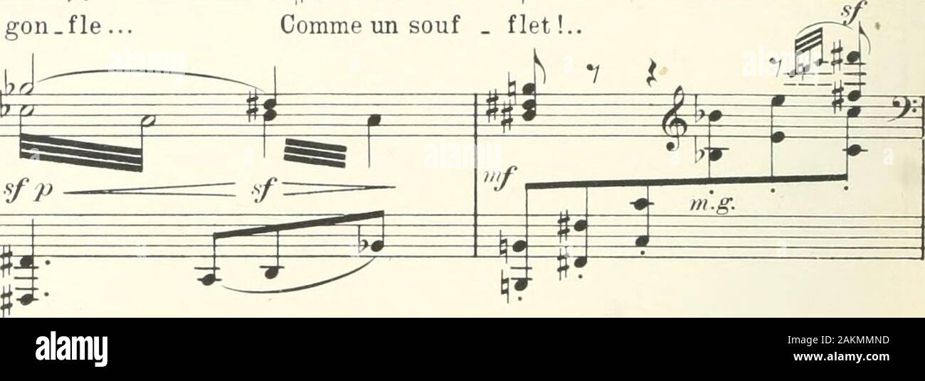 La forêt bleue; conte lyrique en 3 actes, d'apres les contes de PerraultPoëme de Jacques ChenevìerePartition pour chant et piano réduite par l'auteur . * ?SA ^!f ^^ O s/p—==Z^z ï ^ #/ P = i/- F- ^? i6o Montrant, le chapeau de lOsie qui e^t à terre i ï cii.n. p.p. ^^i Oh! voit è^ 1— n^^^ ji -7 Ji ji ji Mr ^ ^ ^ ^. tour se gonfle et se de . gon.fle ,U- --&gt; I ,iJ É 3r?z Stock Photo