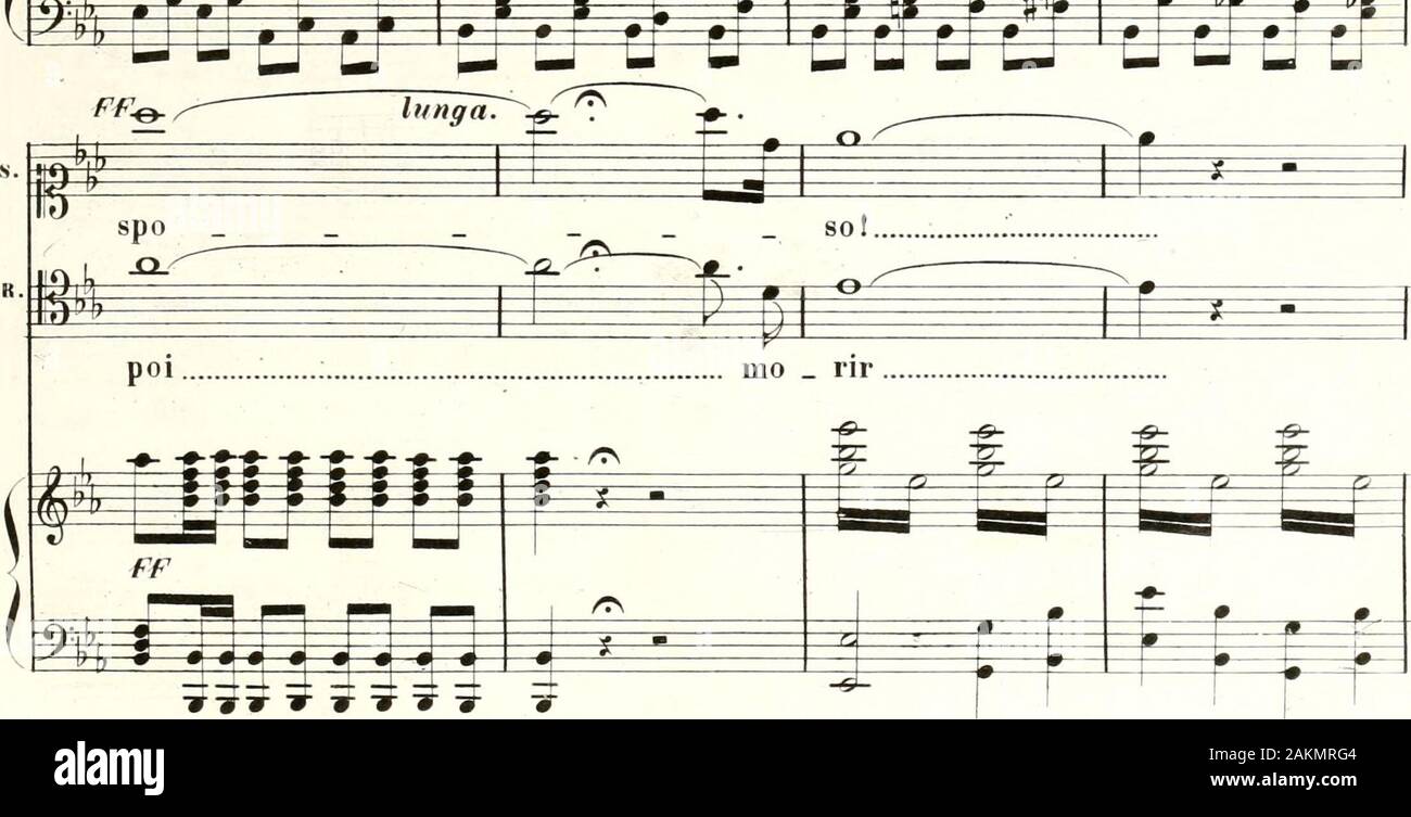 Silvia : tragedia lirica in tre atti . STOL/UTO^  men   to va   gheg giar   ti e poi mo   rir, e poi mo   rir, e poi ©P 3 & if-è^-i wmm wwm r^ ere». ± ?=f Pi S m—*w* ift mm. B 35 896 B 4 fe quasi a piacere. fJ capo. r i r p rPiThj) j- ;&gt;u- j&gt;j^ . ? w* .v ^ i Ma u   na vo   ce al cor mi gii   da: fia pe   ren ne il tuo mar  /T ? ^ 1* * colla parte. f-7J -Q   Q- as 321 =D= a tempo. B*M ^ jt- ri. r ^^ ML. a piacere VHCI^ S. *  tir! Jfc. Sem pre af  fallili?. Ahi! la gpe.ranza nel cani- mm i fe p „ g & 3=s= * ? 3^ AF a tempo. l colla parte. $ £ ¥ -H^ : 1—- IP1* a tempo. R*»^ &gt;  /T aremp Stock Photo