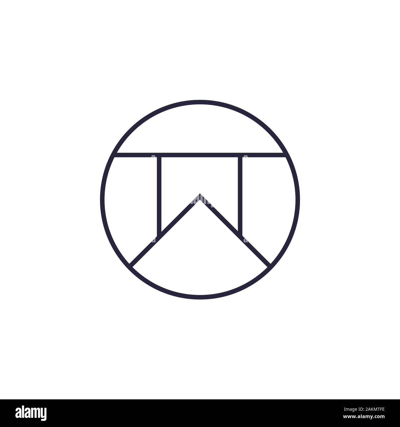letter w simple line circle logo vector Stock Vector Image & Art - Alamy