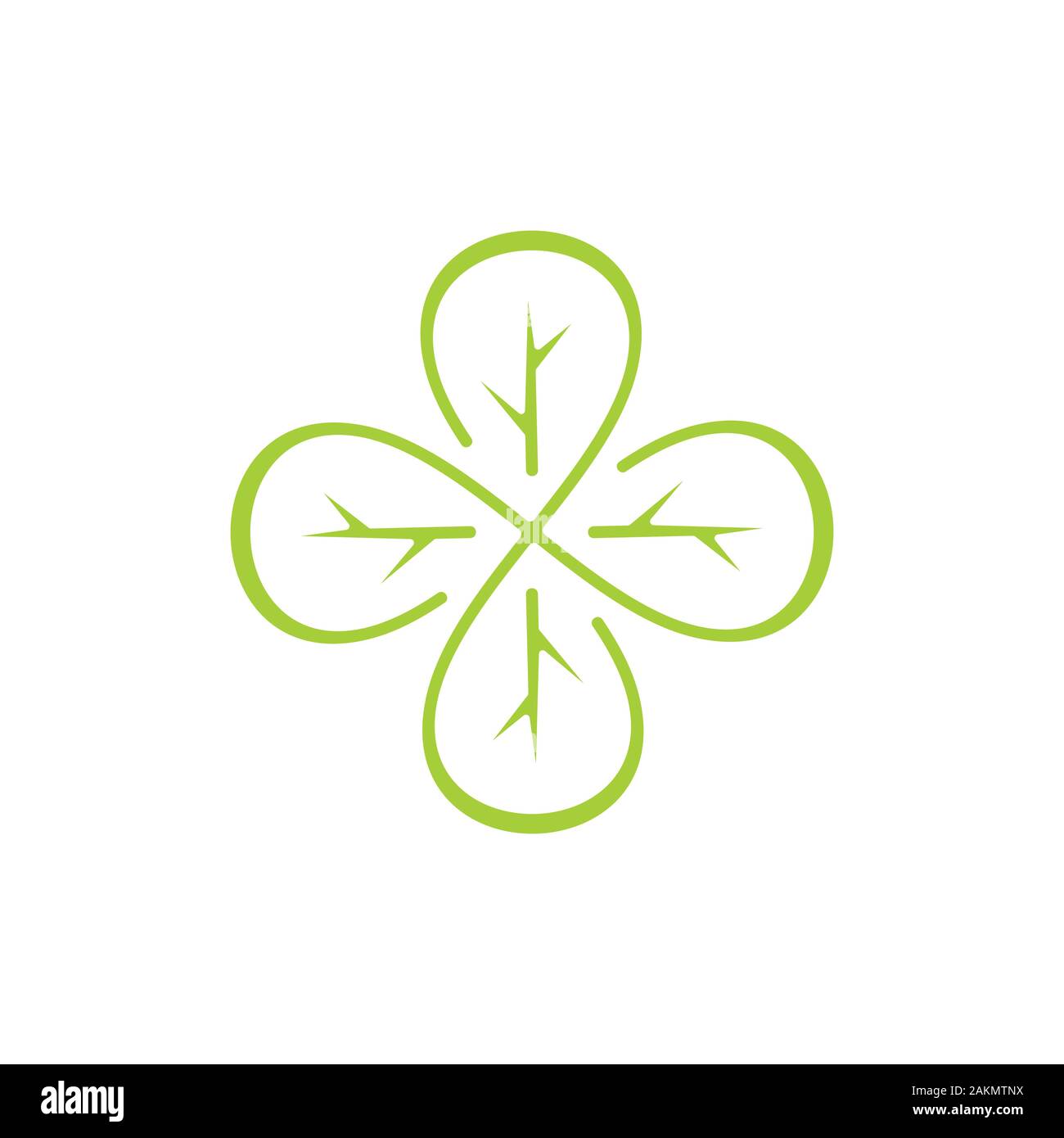 simple curves leaf plus herbal medicine symbol logo vector Stock Vector