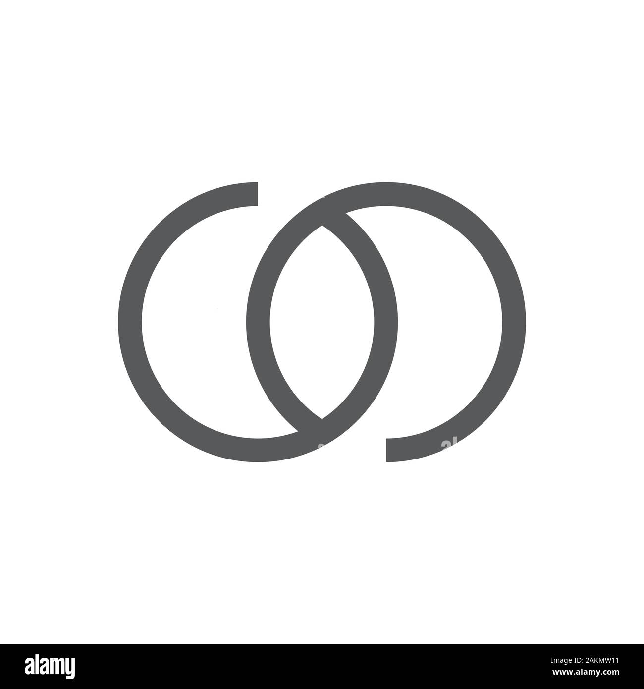 linked circle rings simple geometric logo vector Stock Vector