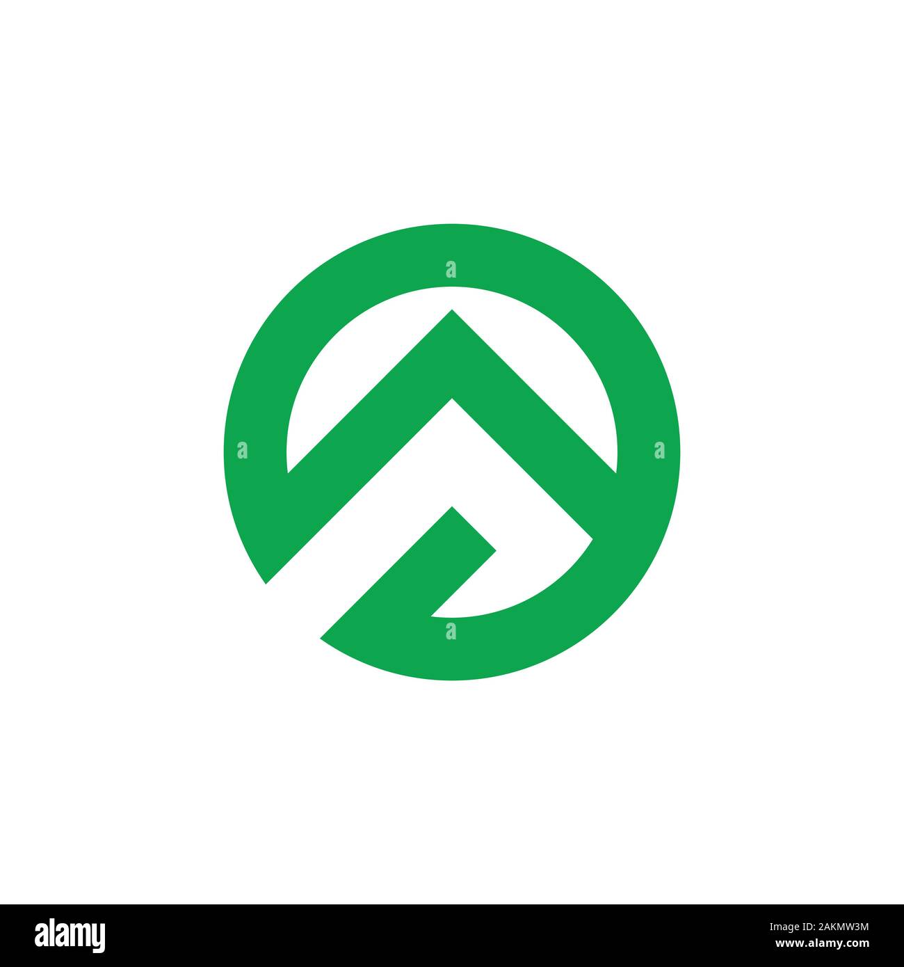 green mountain geometric line circle logo vector Stock Vector