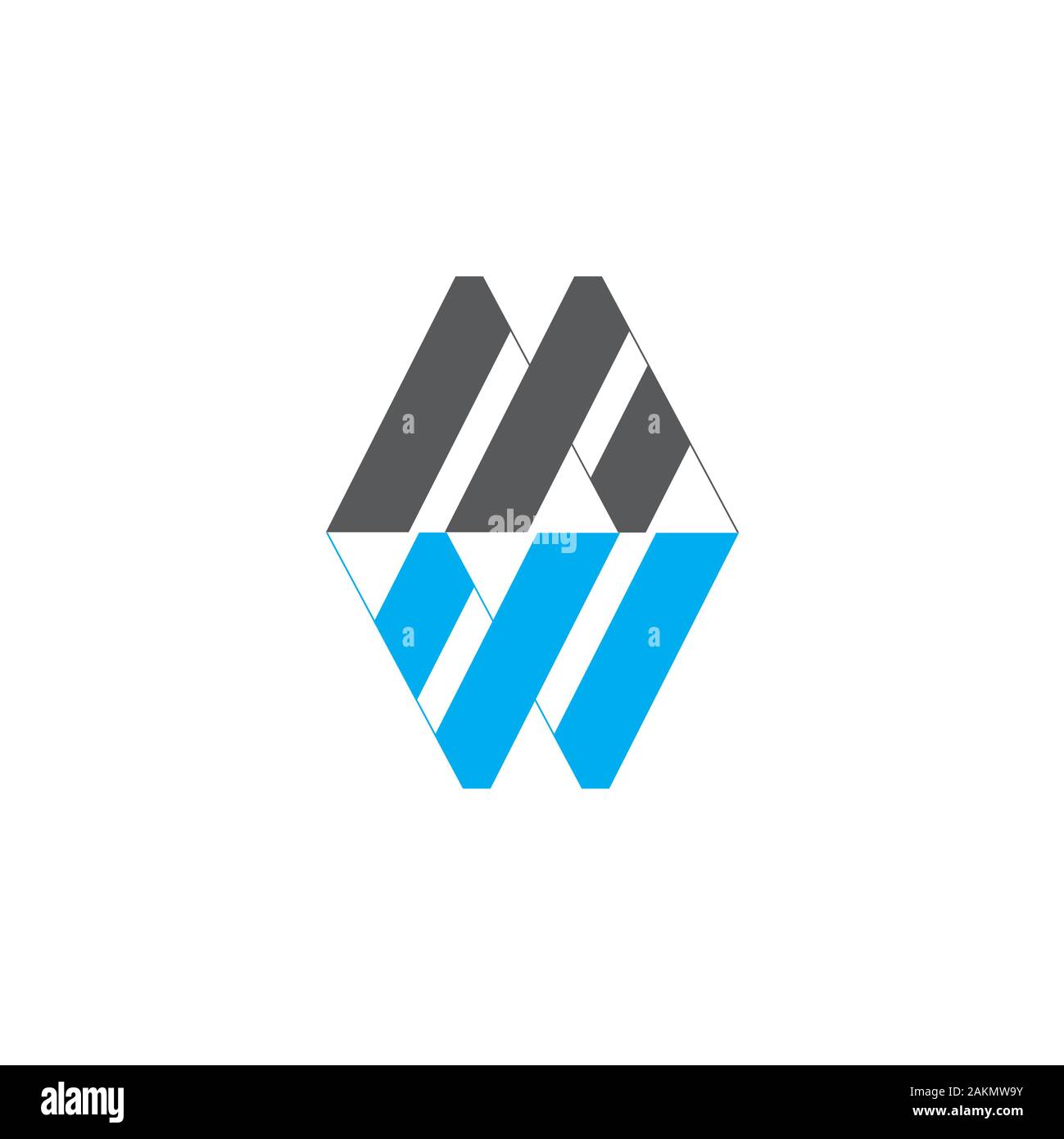 letter mw simple geometric stripes logo vector Stock Vector
