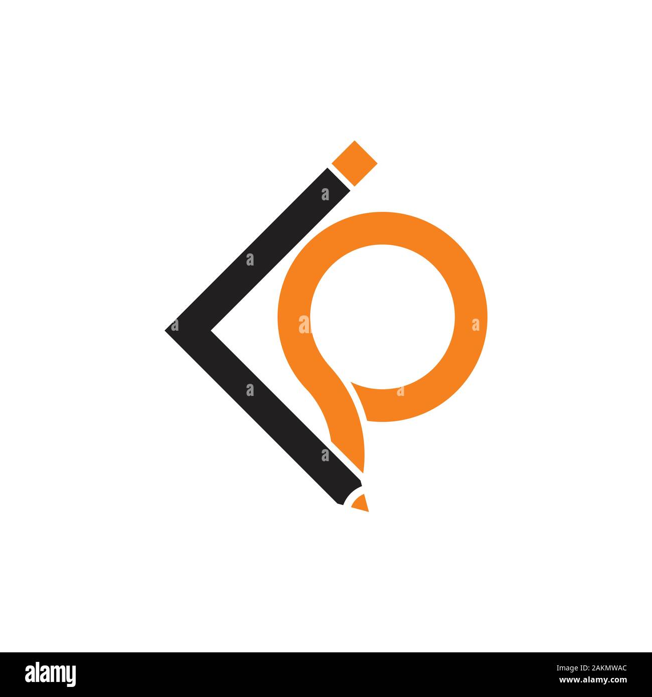 letters ip or iq pencil design logo vector Stock Vector