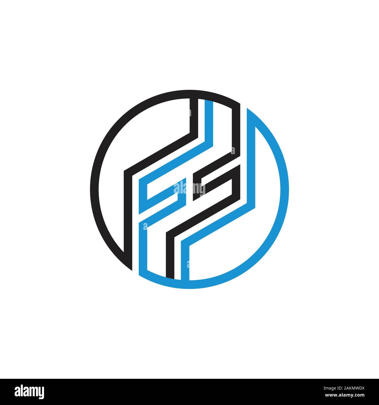 abstract letter fh square geometric circle logo vector Stock Vector