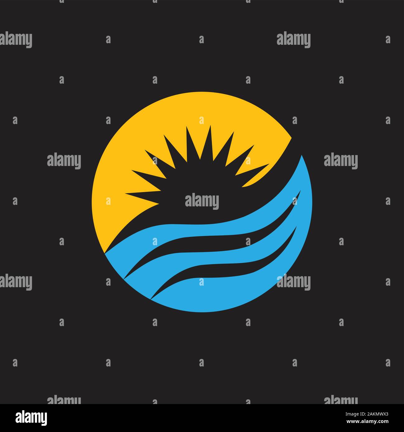moon sun waves circle colorful logo vector Stock Vector