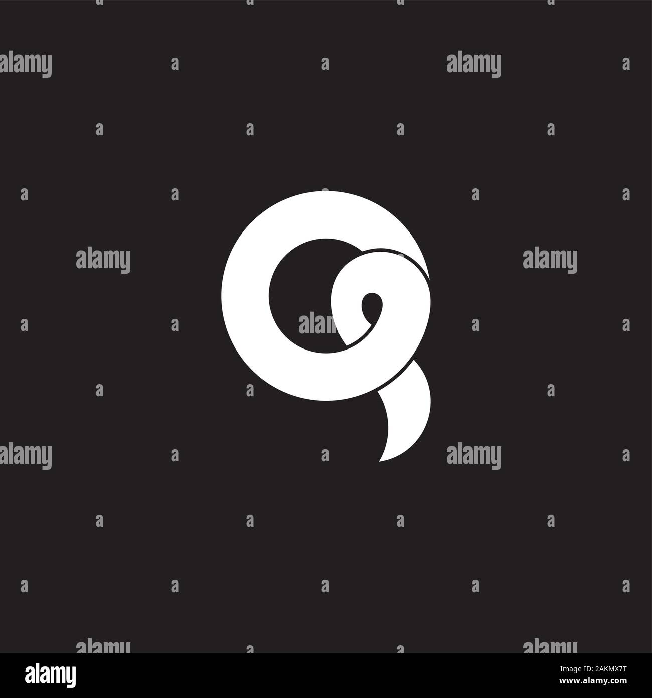 letter q overlapping ribbon simple design logo vector Stock Vector