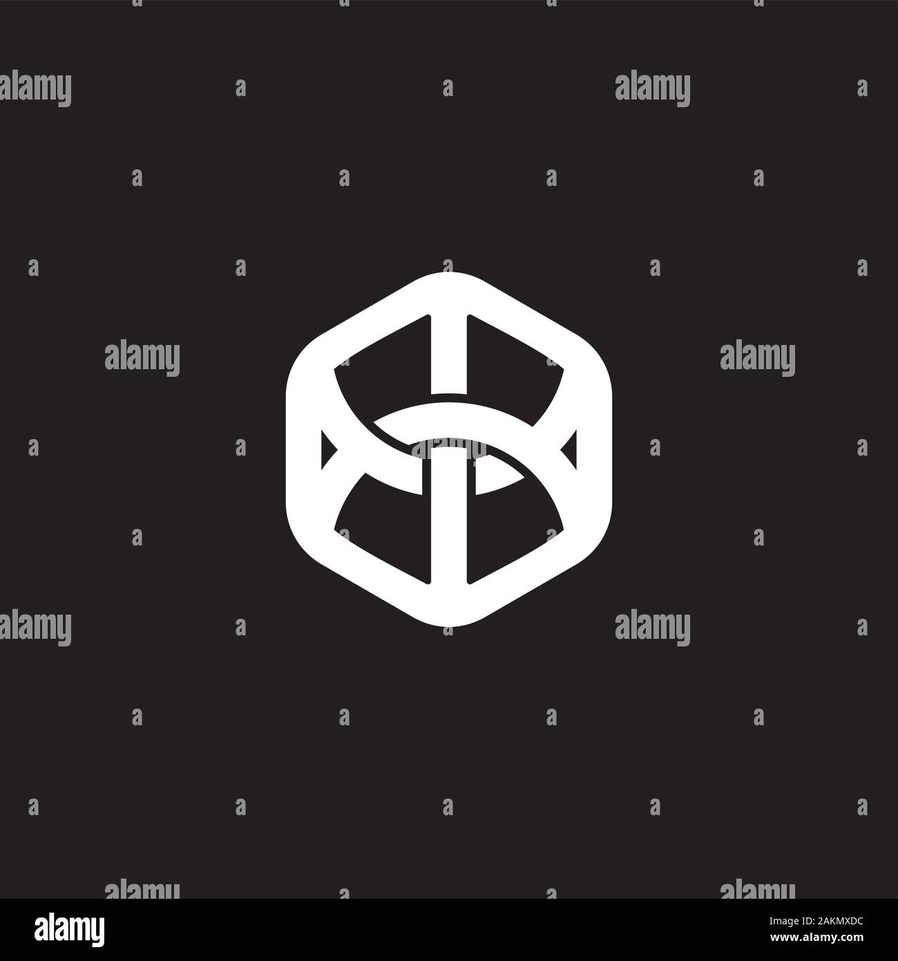 linked wires hexagonal design symbol logo vector Stock Vector