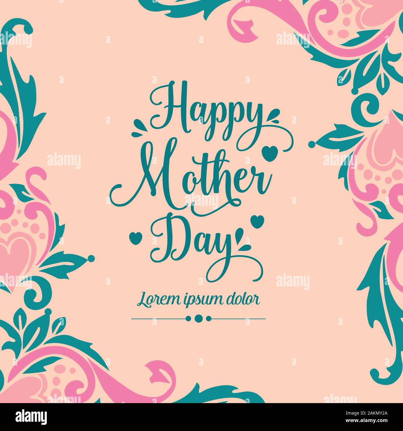 Unique Ornate of leaf and flower frame, for happy mother day poster ...