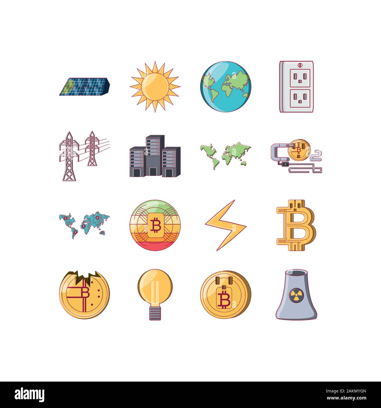 Money and bitcoin icon set of bit currency exchange financial bank web ...