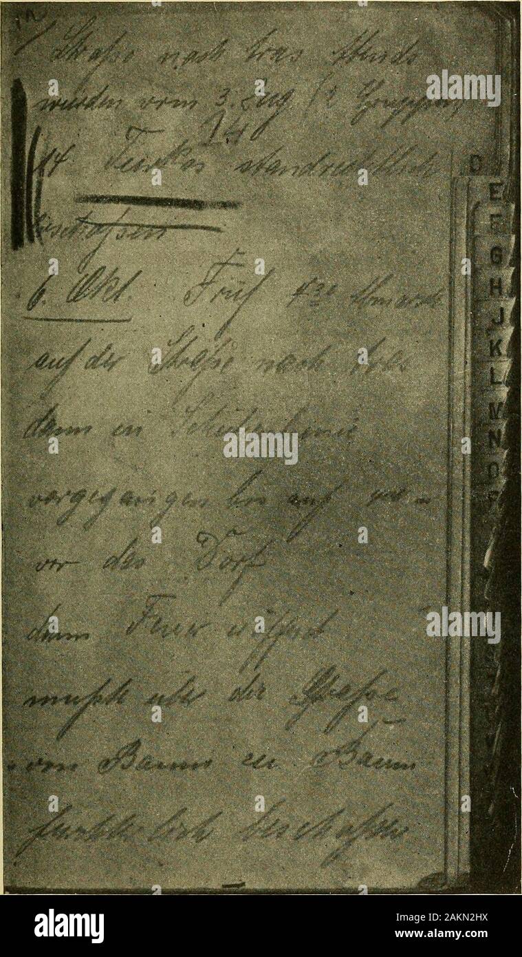 Germany's violations of the laws of war 1914-1915 . aaoe ?^aiMgfc— No. 24 70. 7i No. 24 No. 25 FRAGMENT OF A LETTER found on Septem-ber 20, IQ14, at VEcouvillon, in a German trench,recording the massacre of prisoners. Im Feld; 16th September, 1914. . Frankreich wird bald fertig sein, denn siehaben ja keine Leute mehr alle Tage werden so und soviele gefangen genommen jetzt werden sie gleich Todgemacht erschossen, denn wir haben so viele gefangen,dass wir es nicht wissen wo wir es hin tun sollen. Nunbeschliesse ich mein Schreiben; indem ich auf baldigeAntwort warte, verbleibe ich dein dich treu Stock Photo