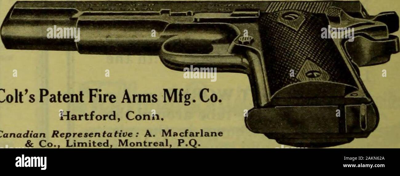 Hardware merchandising September-December 1919 . OLTS FIRE ARMS The national advertising back of Colts Fire Armsserves as a reminder to hunter, trader, trapper, camper,sportsman and householder of what they already know—that for accuracy, dependability and all-round usethere is nothing to be compared with a Colt. That is why a Colt is always in universal demand. We are doing our best to fill all orders.Keep us posted ahead on your wants.. Colts Patent Fire Arms Mfg. Co. Hartford, Conn. Canadian Representative : A. Macfarlane& Co., Limited, Montreal, P.Q. *l2z m*^ IS GNltiort DRY - I^ADa Dry Stock Photo