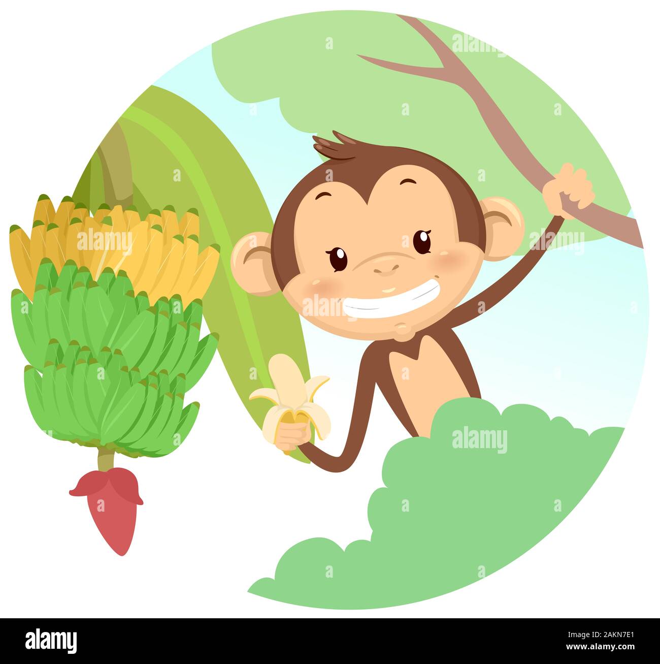 Cute monkey cartoon eating banana hi-res stock photography and images -  Alamy