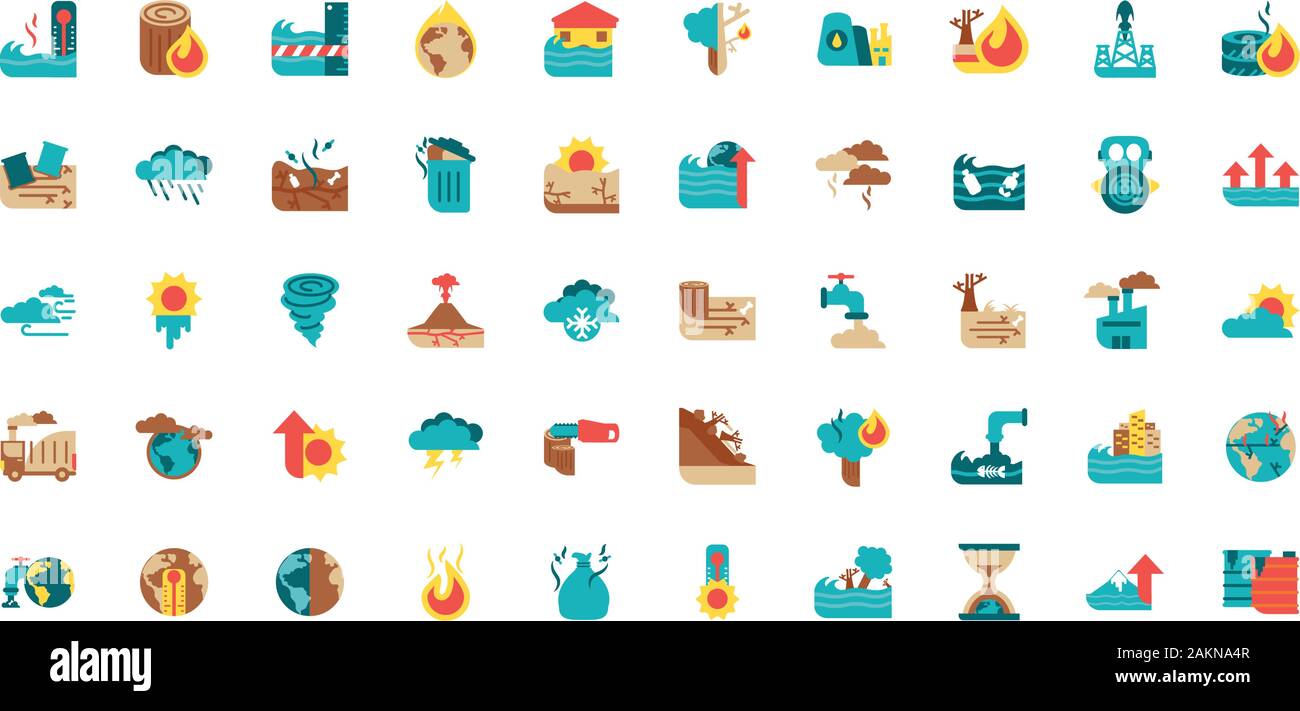 Icon set design, Climate change global warning environment nature ...