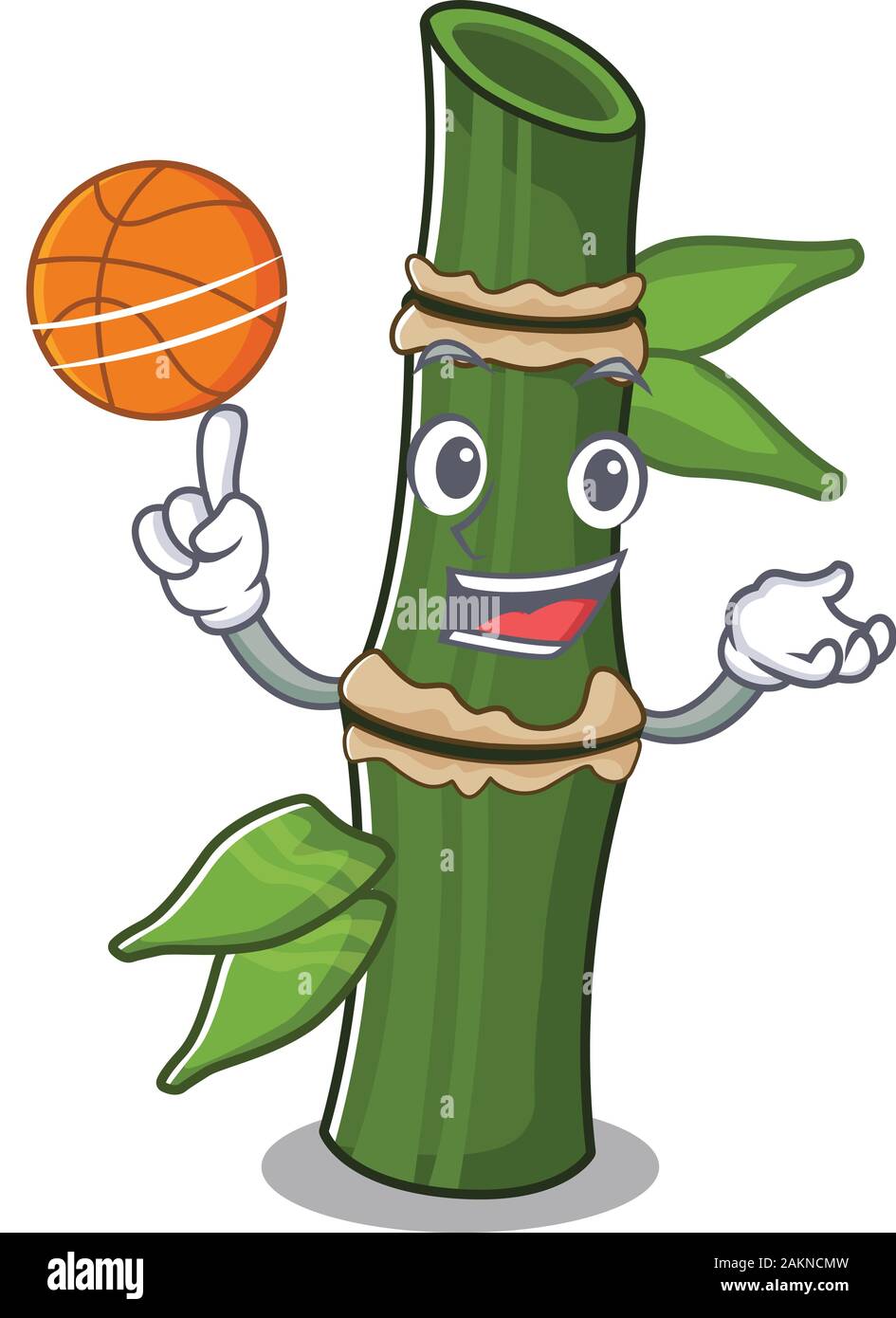 A mascot picture of bamboo cartoon character playing basketball Stock ...