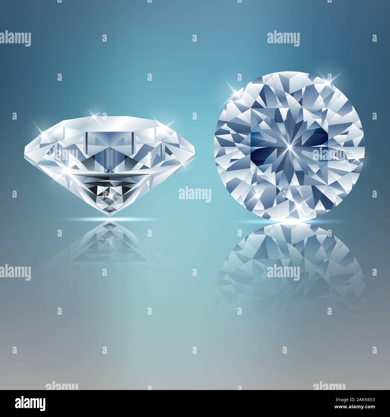 Two diamonds sparkling background. vector Stock Vector