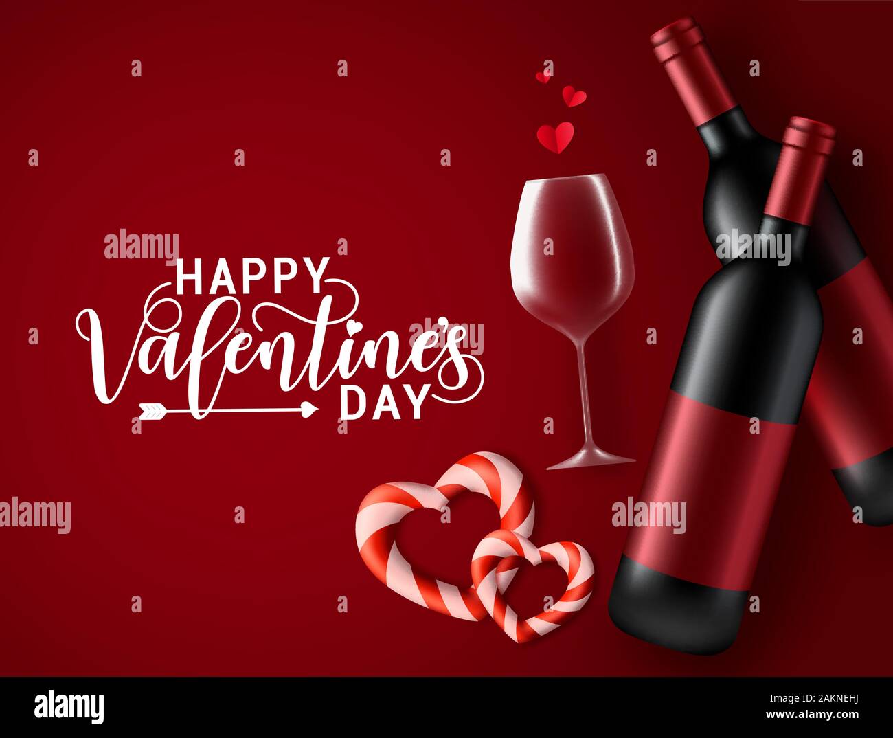 Valentines date with wine vector background. Happy valentines day greeting text with valentine dating element of champagne, wine glass, and heart. Stock Vector