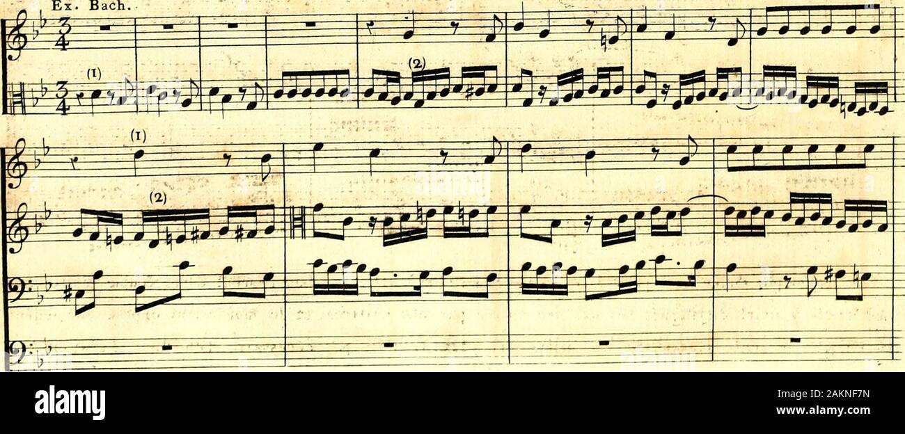 Primizie di canto fermo . XIII. Cest le commencement dune doublé Fugue à quatre parties. Les deux sujetsse suivent immediatement, lun après lautre, dans la voix commencante.. I F 3 L + T . v 61 Stock Photo