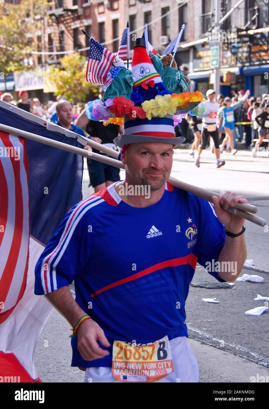 New York City, NY USA. Nov 2008. The colorful, humorous, and patriotic costumes of what many runners wear at the New York Marathon. Stock Photo