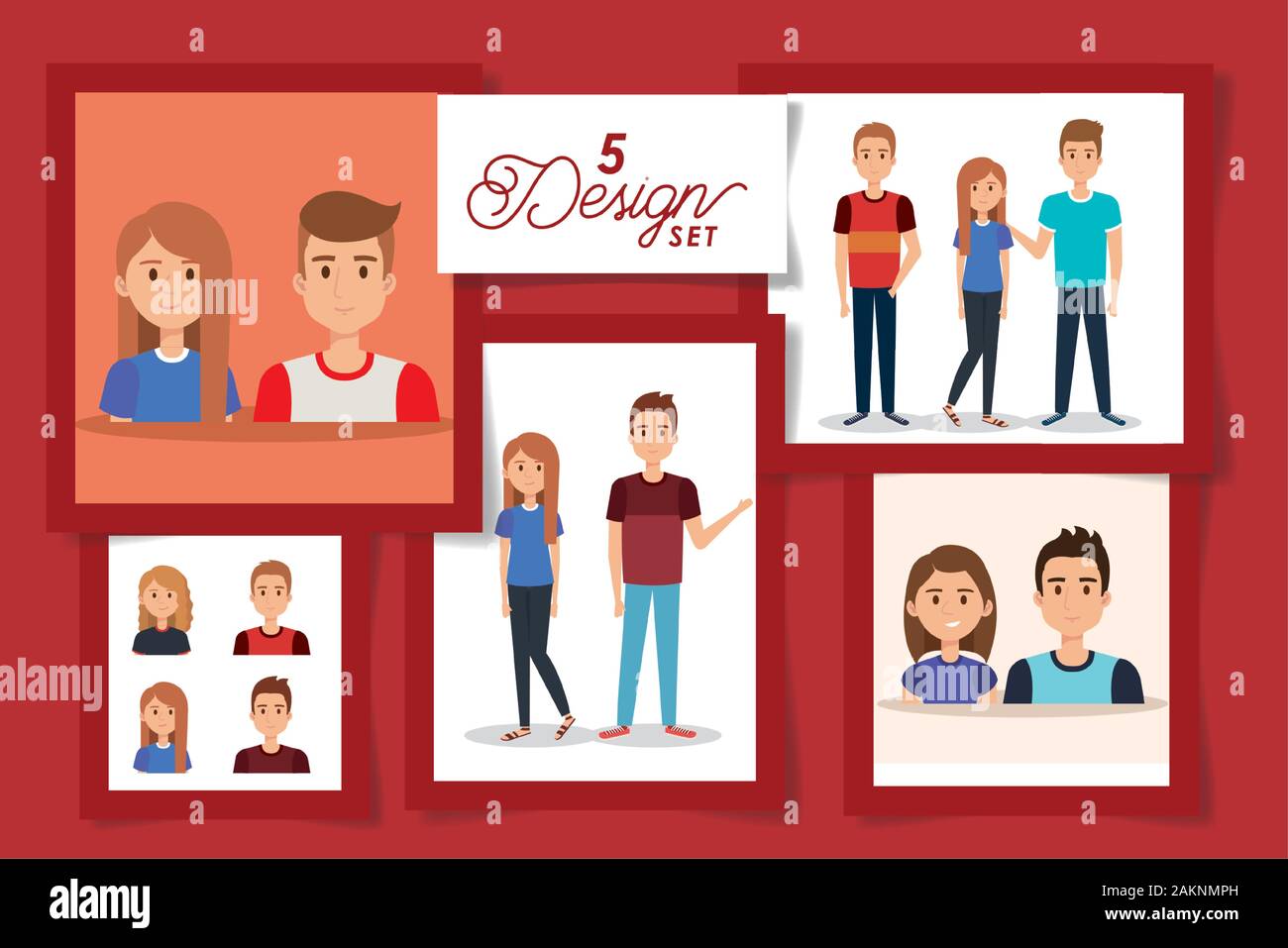 five designs of young people avatar characters Stock Vector Image & Art ...
