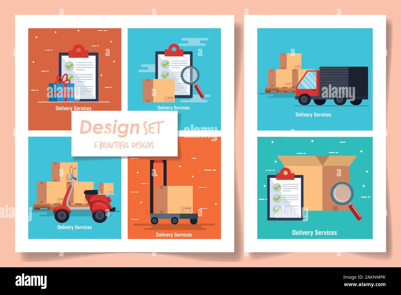 six designs of delivery service with icons Stock Vector Image & Art - Alamy