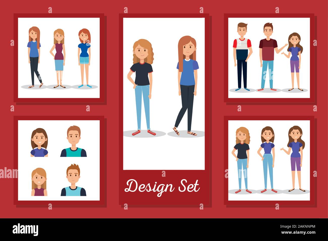 bundle of designs young people avatar characters Stock Vector Image ...
